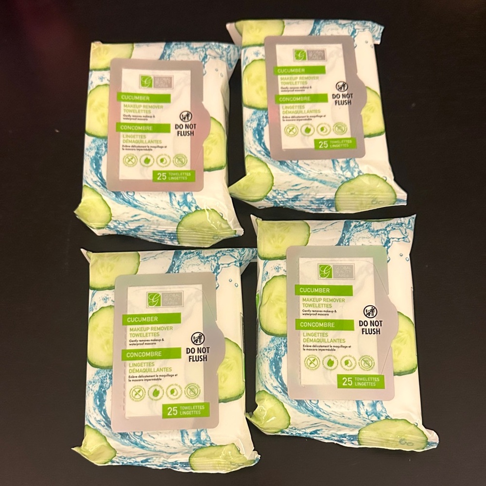 4 Global Beauty Care Cucumber Makeup Remover Towelettes